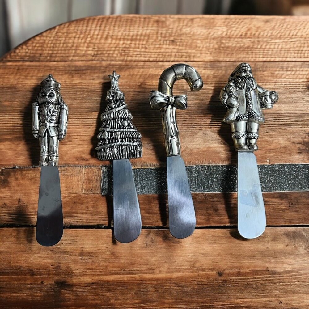 Wallace‎ Christmas Spreader Set Of 4 Stainless Steel & Zinc Handles
